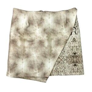 Ronny Kobo Jolinda in Neutral Bonded Faux Wrap Short Skirt  Women's Size L  Tan